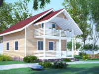 Каркасный дом 7х9 | Полутороэтажные деревянные дома и коттеджи с террасой 7х9