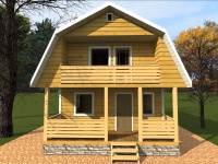 Дом из бруса 6х8 | Одноэтажные с мансардой деревянные дачные дома с террасой