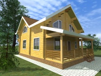 Дом из бруса 8х11 | Полутороэтажные деревянные дома и коттеджи с террасой
